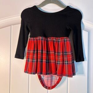 Little Sleepies Holiday Plaid Twirl Dress with Bodysuit